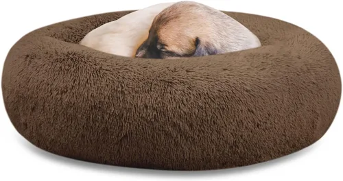 Miniatura 26 de SAVFOX Camas calmantes de felpa para perros, cama de perro de dona para perros pequeños, tamaño mediano, grande y extragrande, cómoda cama para Beige