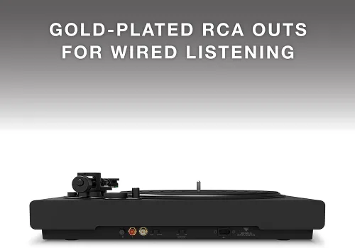 Miniatura 3 de Victrola Tocadiscos negros de alta resolución: aptX adaptativo, aptX HD, transmisión Bluetooth, salida RCA con cable, brazo de aluminio (negro)