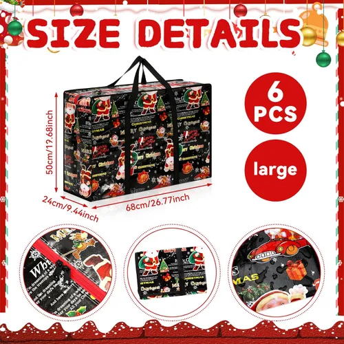Miniatura 4 de 6 bolsas de almacenamiento de Navidad extra grandes, 27 x 20 pulgadas, organizador de alta resistencia, bolsa de almacenamiento de Navidad de gran