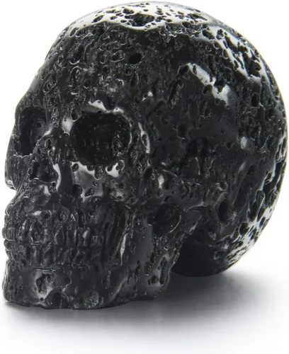 Miniatura 9 de Skullis Calavera de cristal de piedra de lava caliente de 2.0 pulgadas, escultura de arte fino de piedra preciosa tallada a mano, estatua de piedra