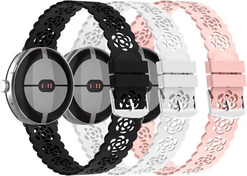 Miniatura 10 de VOMA Correa de silicona de encaje compatible con Google Pixel Watch 4 de 1.61 pulgadas 2025/3 de 1.614 pulgadas 2024/2 2023/1 2022, correa deportiva