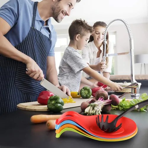 Miniatura 4 de iNeibo Apoyacucharas de silicona para la cocina, 4 unidades (colorido), Vajilla, Multicolor