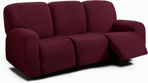 Miniatura 36 de ULTICOR - Juego de 8 fundas para sofá reclinable de jacquard, fundas para sofá reclinable elásticas para 3 cojines, gruesas, suaves, lavables Gris