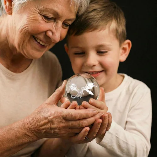 Miniatura 9 de ZEERSHEE Bola de cristal de dragón 3D de 2.4 pulgadas con soporte de dragón que respira fuego decoración regalos para niños y niñas