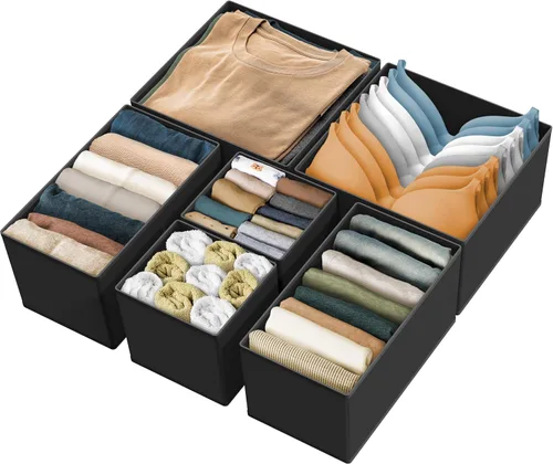 Miniatura 15 de Simple Houseware Organizador de Cajón de Ropa Interior para Lencería/Ropa Interior/Sostén/Bragas/Calcetines/Mameluco, Juego de 6, Gris Oscuro