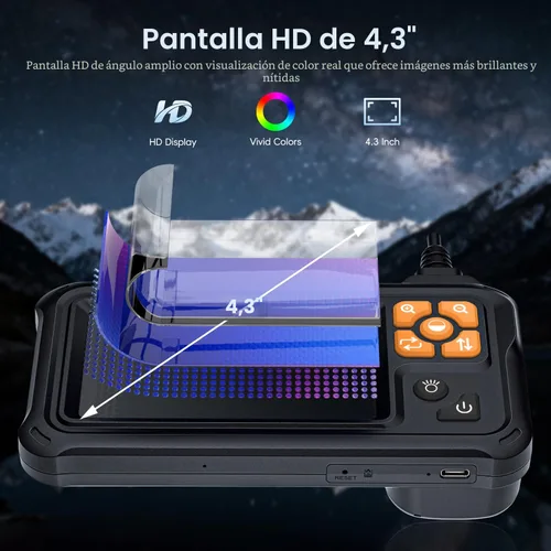Miniatura 2 de SKYBASIC Cámara Endoscopio Industrial Boroscopio con Luz, 4.3'' HD Digital Portátil Impermeable Herramientas de Alcantarillado Cámara de Inspección