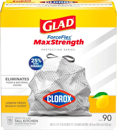 Miniatura 13 de Glad - Bolsas de basura altas para cocina ForceFlex MaxStrength, 13 galones, flor de cerezo, 34 unidades (el embalaje puede variar)