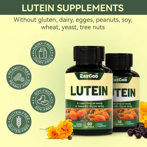 Miniatura 5 de Luteína para ojos, luteína 20 mg, suplementos de luteína y zeaxantina, suplementos para los ojos, alivio de la fatiga ocular y apoyo para la salud