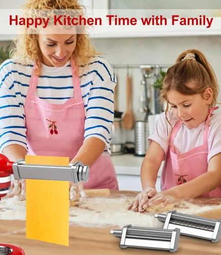 Miniatura 7 de 3 piezas de accesorios para máquina de pasta para todos los mezcladores KitchenAid, accesorios para pasta que incluyen rodillo de pasta, cortador