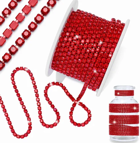 Miniatura 34 de 1 rollo de cadena de diamantes de imitación de 10 yardas, rollo de cadena de cierre de diamantes de imitación de cristal de 0.079 pulgadas, borde