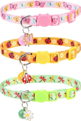 Miniatura 10 de Collares Navideños Separables para Gatos con Campana y Bonitos Colgantes - Paquete de 3 Collares de Seguridad Ajustables para Gatitos - Collar
