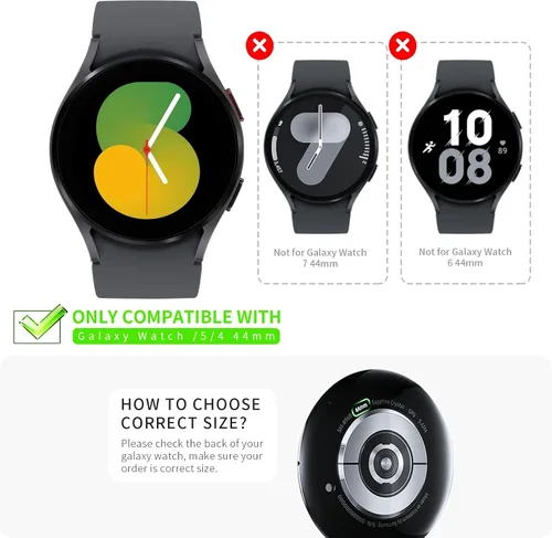 Miniatura 2 de Paquete de 6 + 6 fundas protectoras de pantalla para Samsung Galaxy FE/Galaxy Watch 5/Galaxy Watch 4 de 1.575 pulgadas, película de vidrio templado