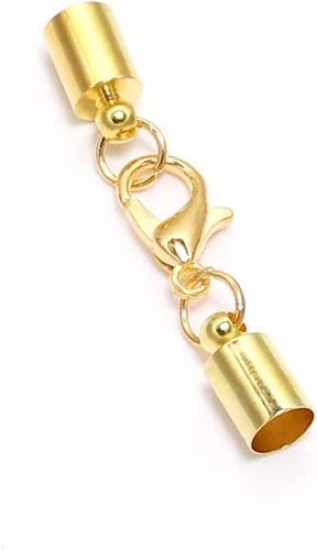 10 unidades / lote de tapas de extremo con cierre de langosta de cuero para pulsera de langosta cierres de langosta ganchos de 0.394 a 0.394 Dorado