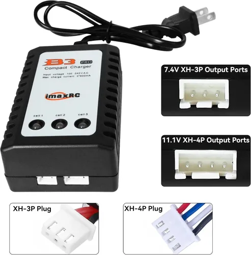Miniatura 2 de B3 Cargador de Batería Lipo - 2S 3S RC Cargadores de Equilibrio AC 7.4-11.1V 10W con Enchufe XH3P XH4P para Baterías de Coche RC Drone Barco Avión
