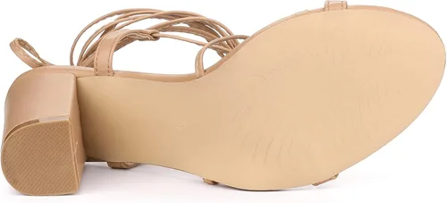 Miniatura 5 de Allegra K Sandalias de tacón grueso con cordones y tiras para mujer