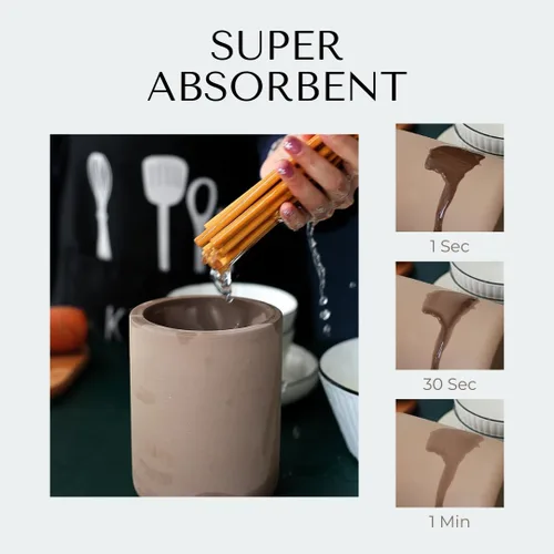 Miniatura 4 de Selegna Soporte de utensilios de secado instantáneo para encimera de cocina, organizador de utensilios de cocina de piedra de diatomita, organizador