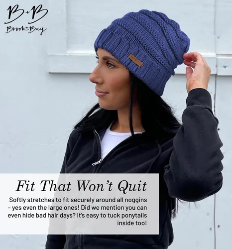 Miniatura 5 de Brook + Bay Gorro holgado de invierno para mujer, gorro de punto de gran tamaño para mujer, gorro holgado para clima frío