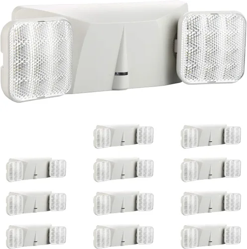 Miniatura 9 de SPECTSUN - Paquete de 2 luces LED de emergencia blancas, luz LED de emergencia de cabeza cuadrada ajustable con batería, luz de emergencia