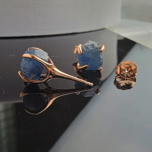 Miniatura 5 de Aretes de piedra preciosa natural en bruto con oro rosa sobre plata de ley 925, 6 a 0.276 in, regalo de piedra de nacimiento de calidad genuina