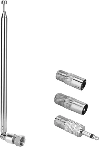 ENUODA Antena de radio FM de repuesto de 75 ohmios - Antena telescópica de 7 secciones, 6.7-29.8 in, conector macho tipo F con adaptador para radio