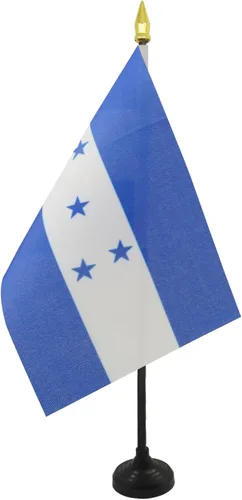 AZ FLAG Bandera de mesa de Honduras de 4 x 6 pulgadas, bandera de escritorio hondureña de 5.9 x 3.9 in - Tapa de lanza dorada