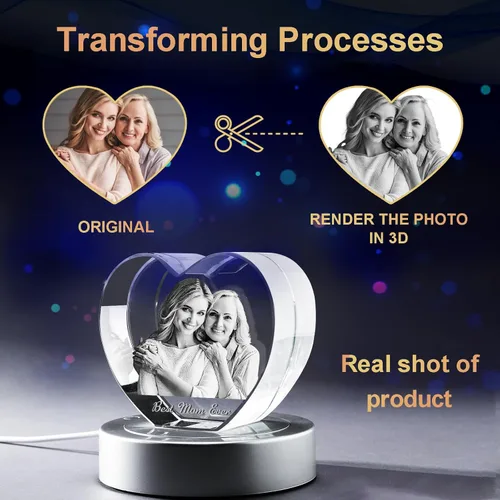 Miniatura 6 de Novgarden Foto de cristal 3D, regalos personalizados para el día de la madre, regalos conmemorativos para mujeres y ella en cumpleaños, aniversario