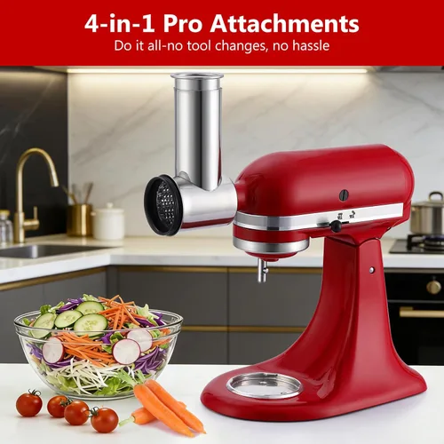 Miniatura 7 de Trituradora de acero inoxidable y rallador de queso para batidora de pie Kitchenaid, accesorios para rebanadora de verduras para Kitchenaid, máquina