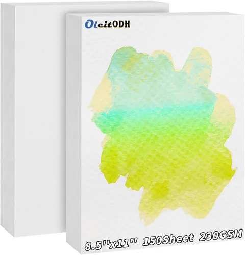 Miniatura 9 de 150 hojas de papel de acuarela de algodón a granel - 230GSM Papel de arte - 8.5 x 11 pulgadas Papel para pintar y manualidades, pinturas para dedos