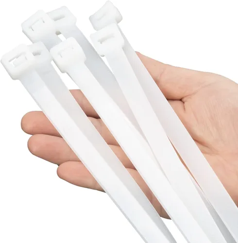 Miniatura 7 de XINGO Bridas de cremallera negras de 48 pulgadas para trabajo pesado 25 PCS, 200 LBS Bridas de alambre de plástico ultra fuertes, Bridas de cable