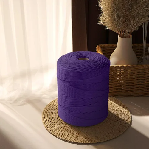 Miniatura 7 de Cuerda de macramé de algodón de 4 mm x 547 yardas, ZUEXT cuerdas trenzadas naturales hechas a mano de color violeta oscuro púrpura de 4 hebras