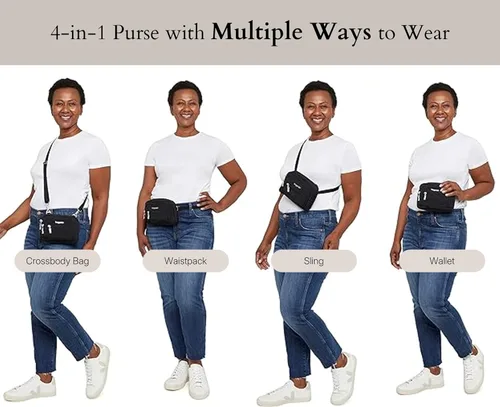 Miniatura 6 de Baggallini Bolsa cruzada pequeña con triple cremallera para mujer, 8 x 6 pulgadas, ligera, convertible