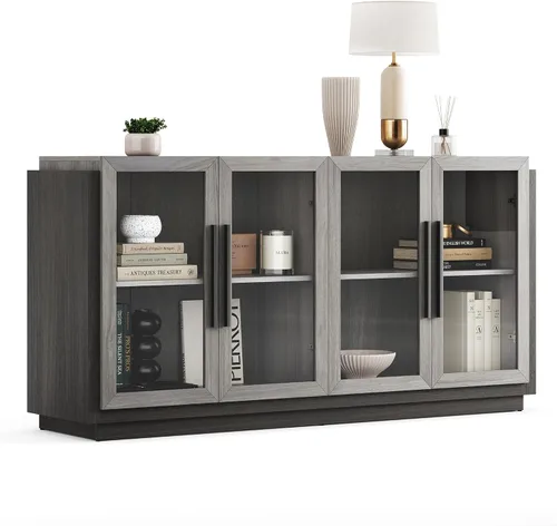 Miniatura 13 de BELLEZE Soporte de TV de 70" para televisores de hasta 75", gabinete de TV moderno y centro de entretenimiento con estantes, gabinete