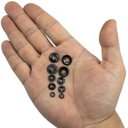 Miniatura 7 de OIIKI 200 arandelas de dientes internas, arandelas de bloqueo rápido, kit de sujetadores de clips de velocidad a presión, arandelas de acero de 65