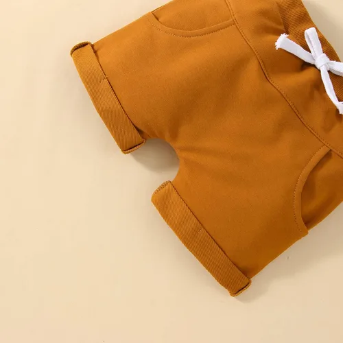 Miniatura 42 de Conjunto de ropa casual de manga corta con botones y pantalones cortos de lino para bebés y niños pequeños