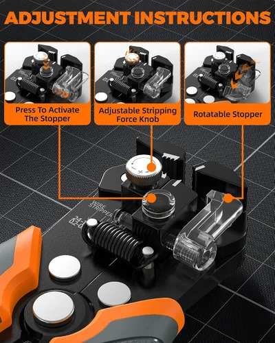 Miniatura 3 de Kit pelacables autoajustable 5 en 1, pelacables automático para AWG 24-10, bolígrafo detector de voltaje LED, cinta aislante de 23 pies, 99