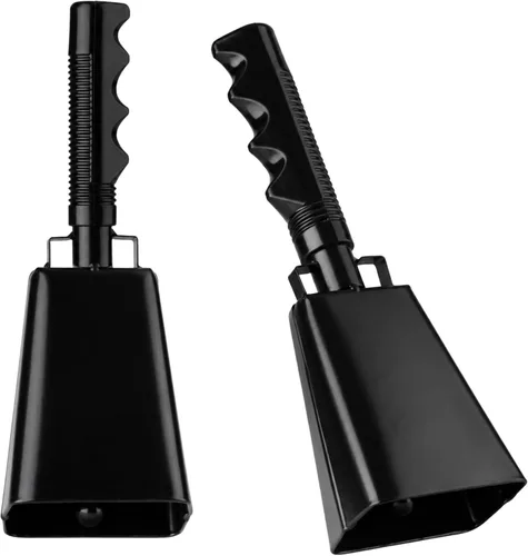 Campanas de vaca de acero de 8 pulgadas con asa, campana de mano animadora para eventos deportivos, fútbol, fiesta, granja, campanillas de mano de