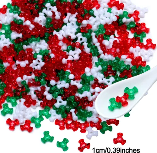 Miniatura 3 de Tres cuentas de Navidad, adornos de cuentas navideñas, kit de adornos de bastón de caramelo, incluye tres cuentas de plástico de 0.38 pulgadas