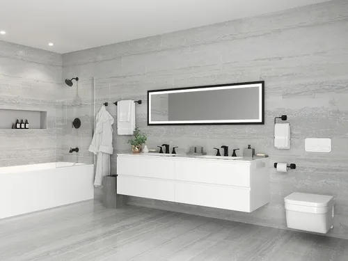 Miniatura 4 de Pfister Venturi - Toallero de baño para baño, 18 pulgadas, montaje en pared, atornillado, acabado negro mate, BTBVNC1B