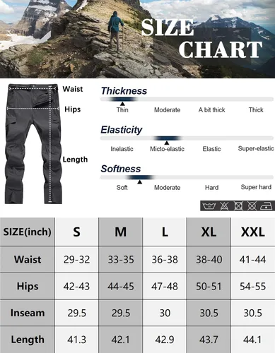 Miniatura 6 de WENRONSTA Pantalones cargo de senderismo y trabajo para hombre secado rápido ligeros impermeables 6 bolsillos para pesca de montaña para acampar