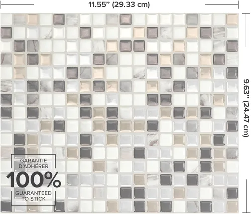 Miniatura 3 de SMART TILES Protector contra salpicaduras despegable y adhesivo - 5 hojas de 9.64" x 11.55" - Azulejo adhesivo 3D despegable para protector contra