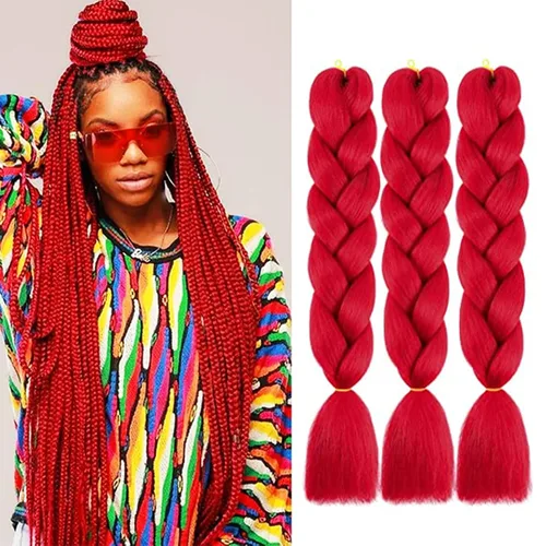 Miniatura 8 de Cabello trenzado rubio, cabello para trenzar de 24 pulgadas, 3.53 oz/pieza, 3 piezas de extensiones de cabello trenzado jumbo de fibra de alta