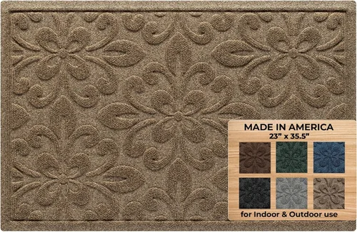 Bungalow Flooring Waterhog - Tapete para puerta, 2 x 3 pies, fabricado en Estados Unidos, duradero y decorativo, antideslizante, interior/exterior,