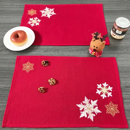 Miniatura 12 de Camino de mesa de Navidad 100% poliéster, bordado de encaje de Navidad, decoraciones de mesa de Navidad de 16 x 52 pulgadas, velas de pascua