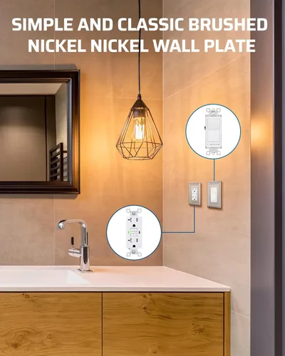 Miniatura 2 de DEWENWILS Cubiertas decorativas para enchufes decorativos, placas de metal de níquel cepillado para interruptor de luz, 4.92 x 3.14 pulgadas, placas