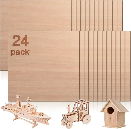 Miniatura 35 de 48 piezas de madera contrachapada de abedul báltico, 12 x 12 x 1/8 pulgadas, 0.118 pulgadas de grosor, madera sin terminar para manualidades, corte