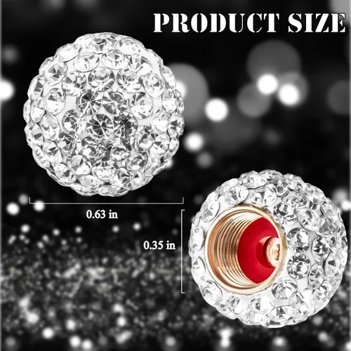 Miniatura 2 de 4 piezas de tapones de válvula de neumático con cristal brillante y diamante, tapones de rueda de coche con diamantes de imitación brillantes