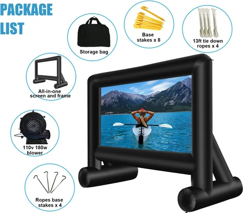 Miniatura 7 de Pantalla de proyector inflable de 16 pies para exteriores, pantalla de película inflable con bolsa de transporte con soplador, pantalla