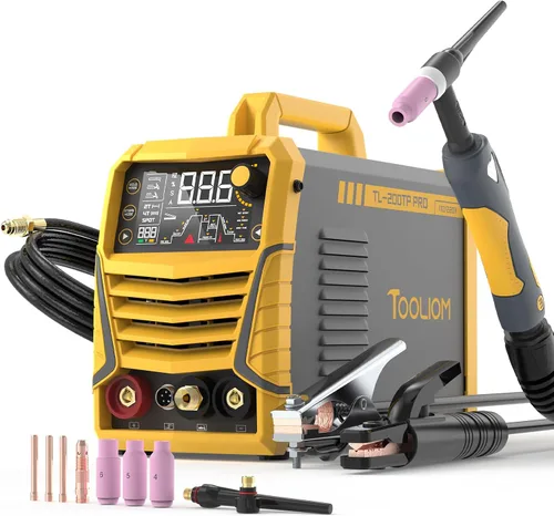 Miniatura 9 de TOOLIOM Soldador TIG 200A AC/DC con pulso, voltaje dual 110V/220V, soldador de aluminio con inversor IGBT, pantalla LED grande, soldadora