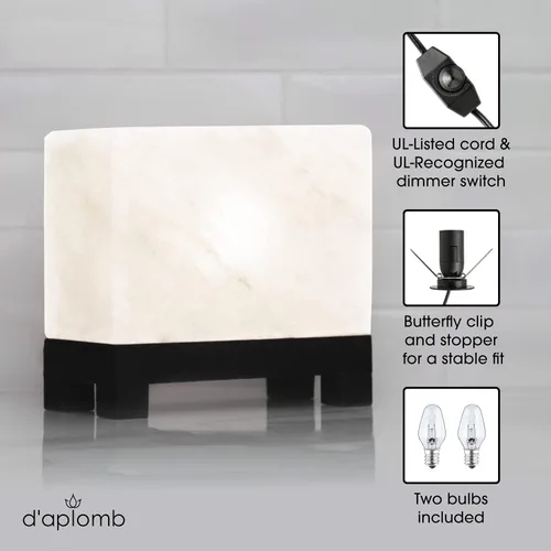 Miniatura 5 de d'aplomb Lámpara de sal natural del Himalaya 100% auténtica; tallada a mano, moderna y rectangular, sal de roca de cristal blanco rara de la montaña