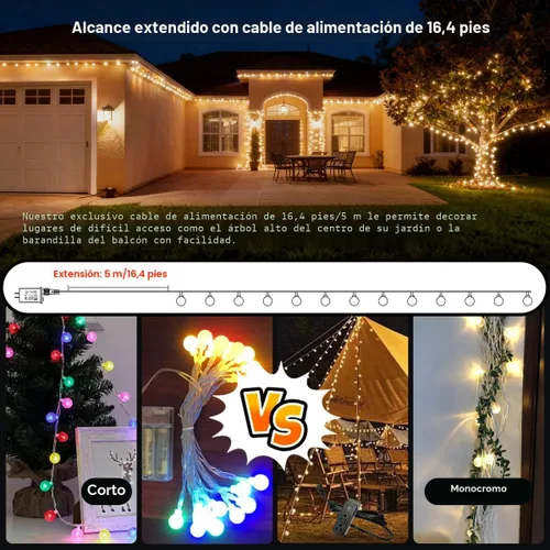 Miniatura 3 de RaThun - Cadena de luces LED con forma de esfera.